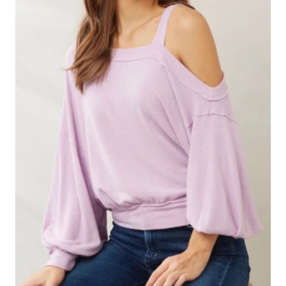 Free People We The Free Flaunt It Purple Cozy Purple Top Size Xs